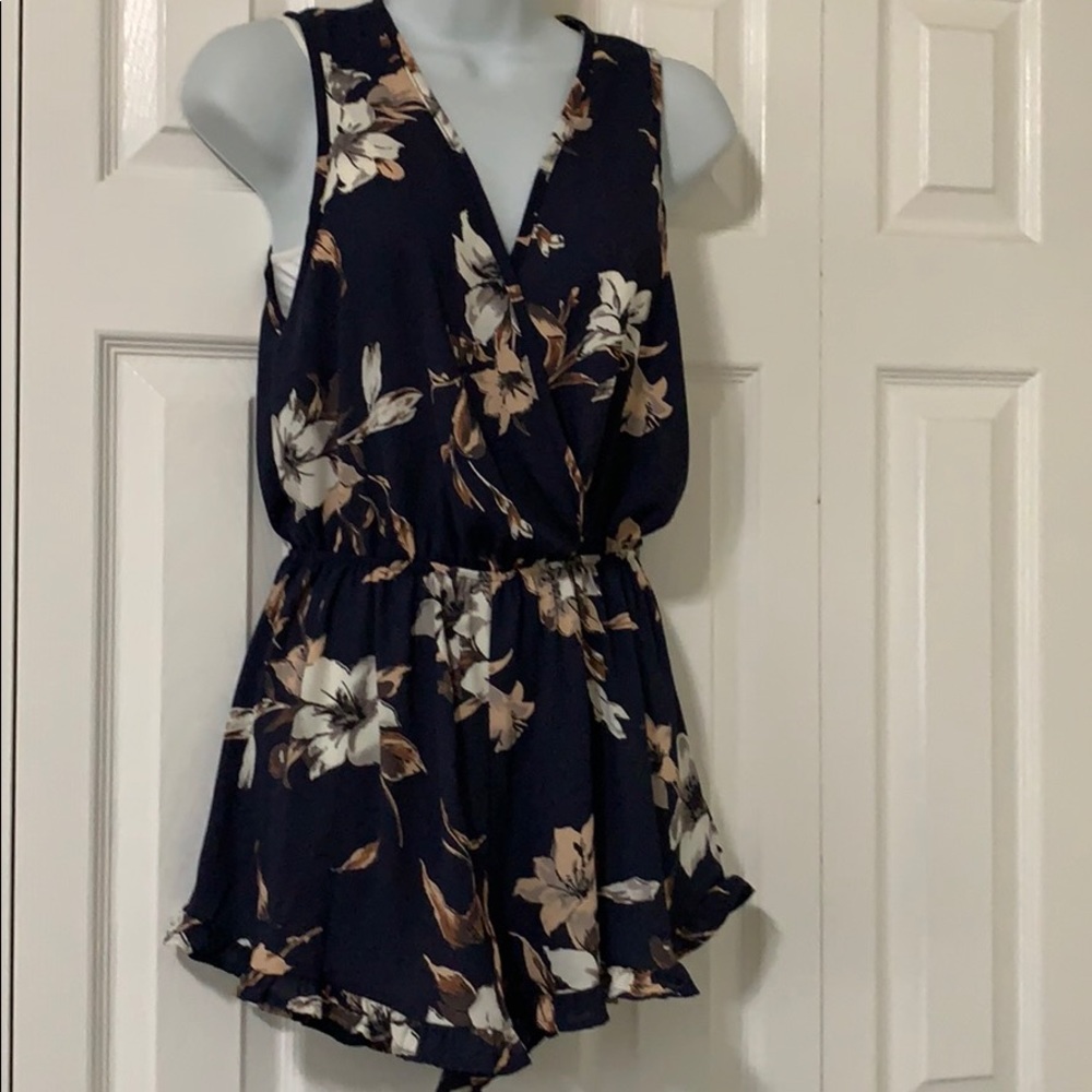 Audrey 3+1 Small Navy Print Romper